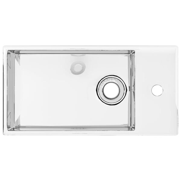 vidaXL izlietne ar noteci, 49x25x15 cm, keramika, sudraba krāsa