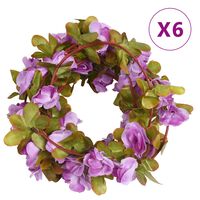 vidaXL mākslīgo ziedu vītnes, 6 gab., violetas, 250 cm