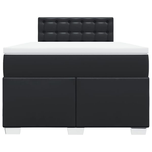 vidaXL atsperu gulta ar matraci, melna, 120x190 cm, mākslīgā āda