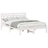 vidaXL Gultas rāmis Balts 135 x 190 cm Ciets priedes koks