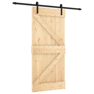 vidaXL Slīdo&scaron;ās durvis 95 x 210 cm Cieta priedes koks (neapstrādāts)