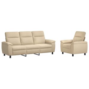 vidaXL Dīvānu komplekts 2 pcs Krēmkrāsa Audums