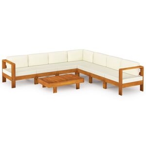 vidaXL 8 daļu dārza atpūtas mēbeļu komplekts ar spilveniem, 100x60 cm, akācijas koks