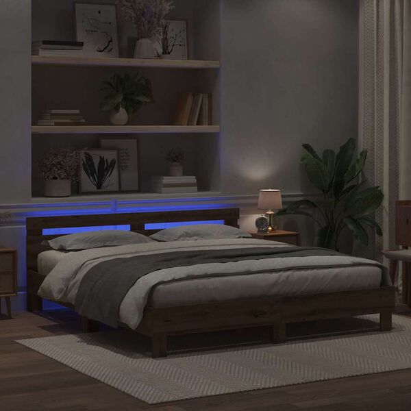 vidaXL Gultas rāmis amatnieku ozola 200 x 200 cm Inženierijas koks