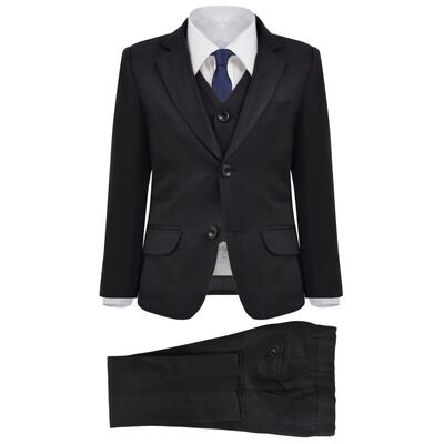 vidaXL bērnu uzvalks, trīsdaļīgs, izmērs 116/122, melns