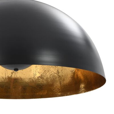 vidaXL griestu lampas, 2 gab., pusapaļas, 50 cm, E27, melnas ar zelta