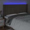 vidaXL gultas galvgalis ar LED, 183x16x118/128 cm, pelēkbrūns audums