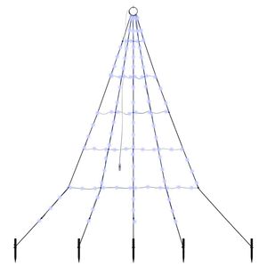 vidaXL LED Ziemassvētku koks ar zemes mietiem Zila 180 cm Metāla