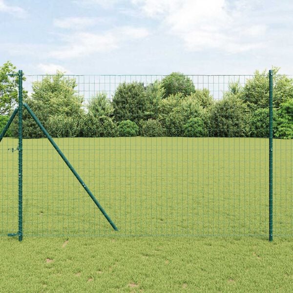 vidaXL Eiropas žogs Zaļa 1,6 x 10 m PVC pārklāts dzelzs