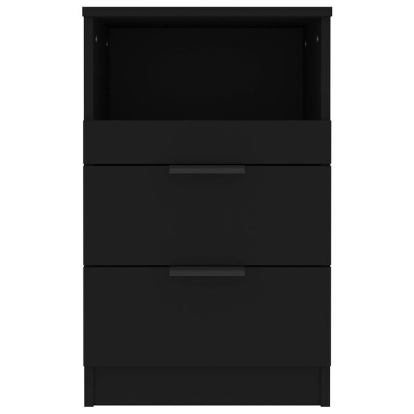 vidaXL naktsskapītis, melns, inženierijas koks
