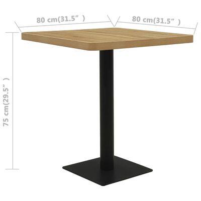 vidaXL bistro galds, 80x80x75cm, ozolkoka krāsā, MDF, tērauds