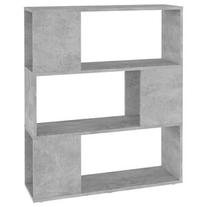 vidaXL grāmatu plaukts, 80x24x94 cm, betona pelēks, inženierijas koks