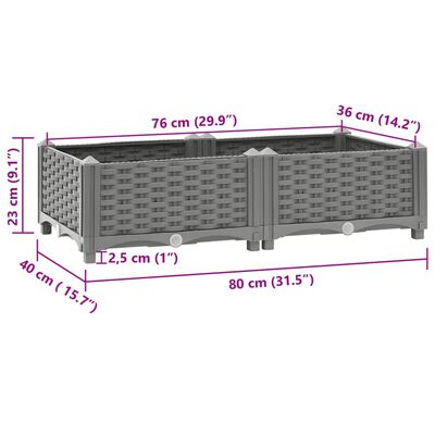 vidaXL puķu kaste, 80x40x23 cm, polipropilēns