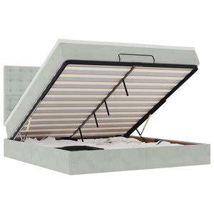 vidaXL Osmaņu gultas rāmis ar matračiem gai&scaron;i pelēks 160x200cm audums