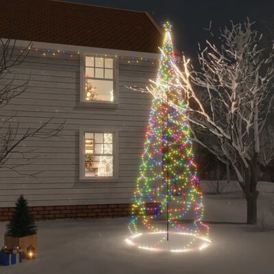 vidaXL Ziemassvētku eglīte ar metāla kātu, 1400 krāsainas LED, 5 m
