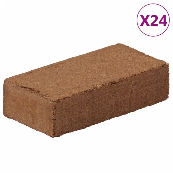vidaXL kokosa &scaron;ķiedras bloki, 24 gab., 650 g, kopā 15,6 kg