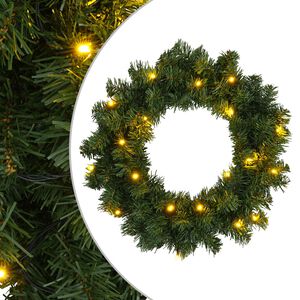 vidaXL Ziemassvētku vainags Zaļa Diam. 30 cm PVC 25 LED