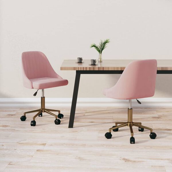 vidaXL grozāmi virtuves krēsli, 2 gab., rozā samts