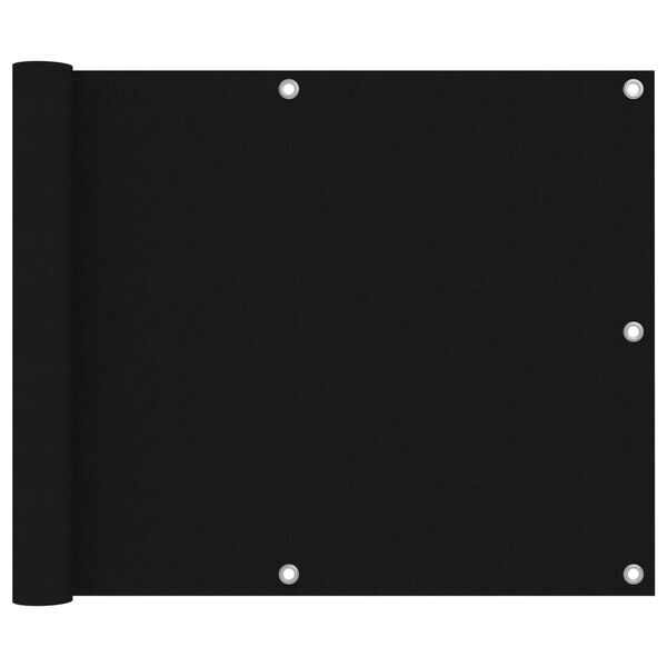 vidaXL balkona aizslietnis, 75x500 cm, melns oksforda audums