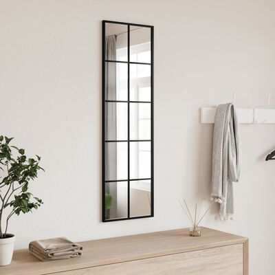 vidaXL sienas spogulis, melns, 30x100 cm, taisnstūra, dzelzs