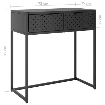 vidaXL konsoles galdiņš, antracītpelēks, 72x35x75 cm, tērauds