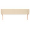 vidaXL galvgalis ar malām, 203x23x78/88 cm, krēmkrāsas audums
