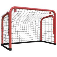 vidaXL hokeja vārti ar tīklu, sarkani melni, 68x32x47 cm, tērauds
