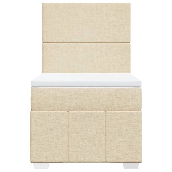 vidaXL atsperu gultas rāmis ar matraci, krēmkrāsas, 90x200 cm, audums