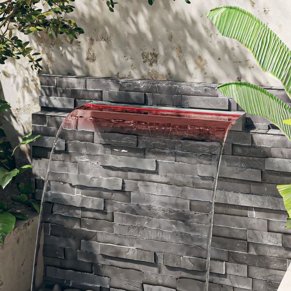 vidaXL ūdenskritums ar RGB LED gaismām, nerūsējošs tērauds, 90 cm