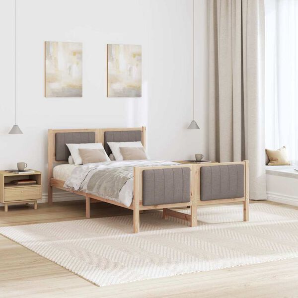 vidaXL Gultas rāmis Braun un taupe 120 x 200 cm Priedes masīvkoks