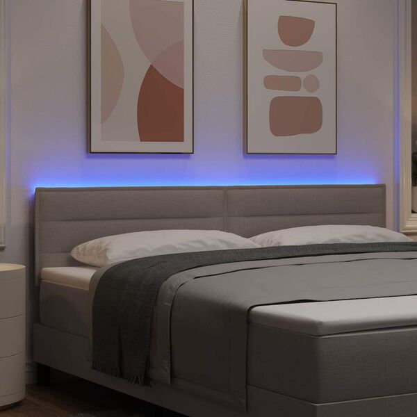 vidaXL LED gultas galva ar galvas klāju Pelēkbrūna 180 cm Poliesters