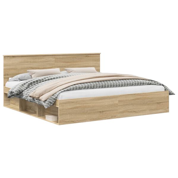 vidaXL Gultas rāmis Sonoma 200 x 200 cm Ciets priedes koks