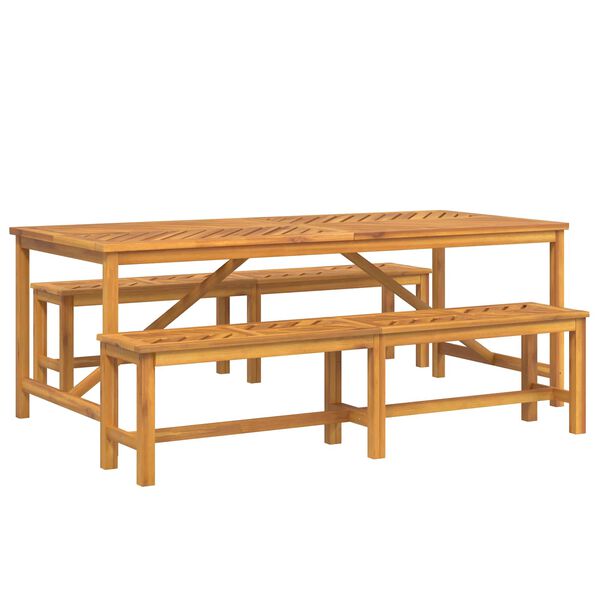 vidaXL Dārza ēdamgalds 3 pcs Brūna Cietā akācijas koks