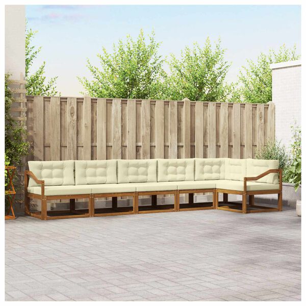 vidaXL Āra dīvānu komplekts ar spilvenu 6 pcs Dabisks un krējuma