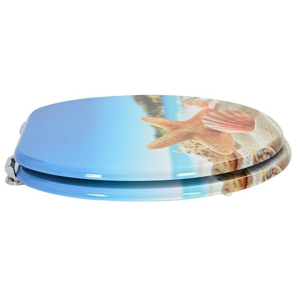 vidaXL Tualetes sēdeklis Gai&scaron;i zils 44 x 38 cm MDF plāksne