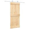 vidaXL Slīdo&scaron;ās durvis Dabisks un balts 85 x 210 cm Cieta priedes koks