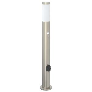 vidaXL stabveida gaismeklis ar sensoru un kontaktligzdu, 80 cm, nerūsējo&scaron;ais tērauds, IP44