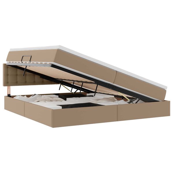 vidaXL Gulta ar uzglabā&scaron;anas vietu un matraci Kafija 200 x 200 cm