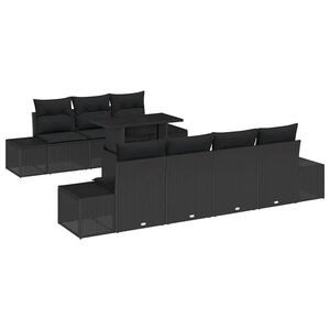 vidaXL Dārza dīvānu komplekts ar spilvenu 8 pcs Melna