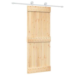 vidaXL Slīdo&scaron;ās durvis 80 x 210 cm Cieta priedes koks (neapstrādāts)