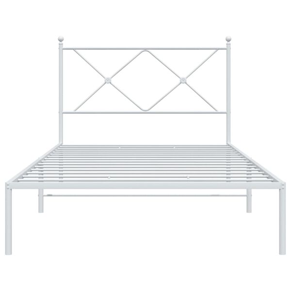 vidaXL gultas rāmis ar galvgali, balts metāls, 107x203 cm