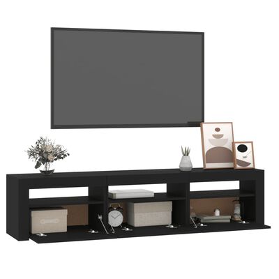 vidaXL TV skapītis ar LED apgaismojumu, melns, 180x35x40 cm
