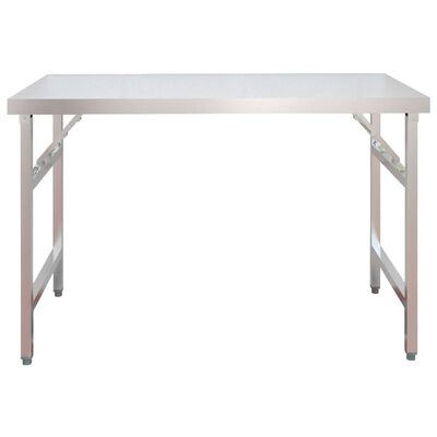 vidaXL virtuves darba galds ar plauktu, 120x60x115 cm, tērauds