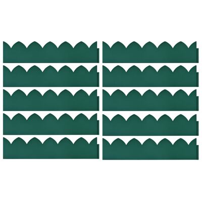 vidaXL zāliena apmales, 10 gab., zaļas, 65x15 cm, PP