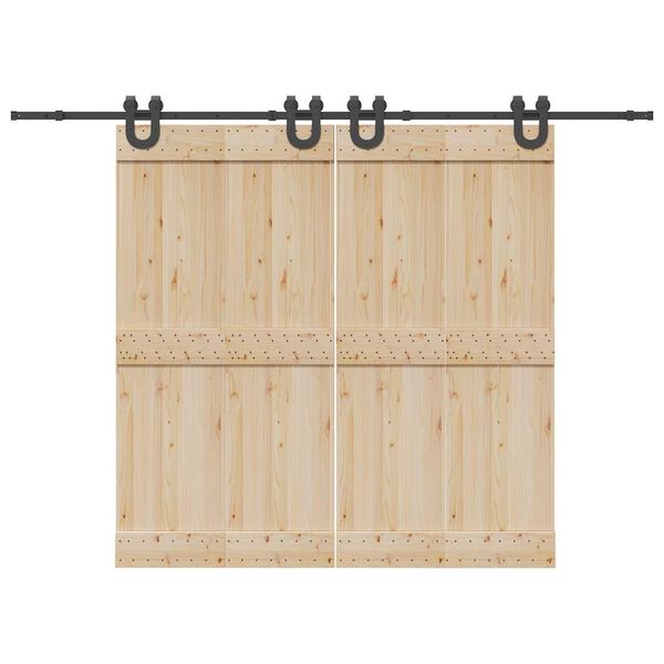 vidaXL bīdāmo durvju sistēma, 366 cm, melns tērauds