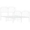 vidaXL gultas rāmis ar galvgali un kājgali, balts metāls, 120x200 cm