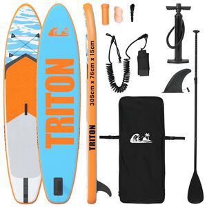 vidaXL Uzpū&scaron;amā stāvīgo paddle dēlis TRITON 305 x 76 x 15 cm Zila