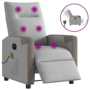 vidaXL elektrisks masāžas krēsls, atgāžams, mākonis pelēks audums