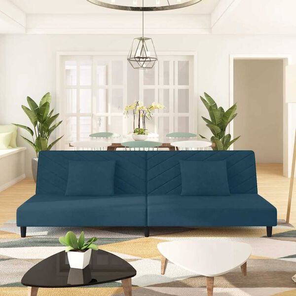 vidaXL 2-vietīga dīvāngulta ar diviem spilveniem, vīnsarkans samts