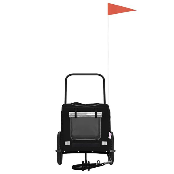 vidaXL Velosipēda piekabe mājdzīvniekiem Melna 124,5 x 63,5 x 53 cm